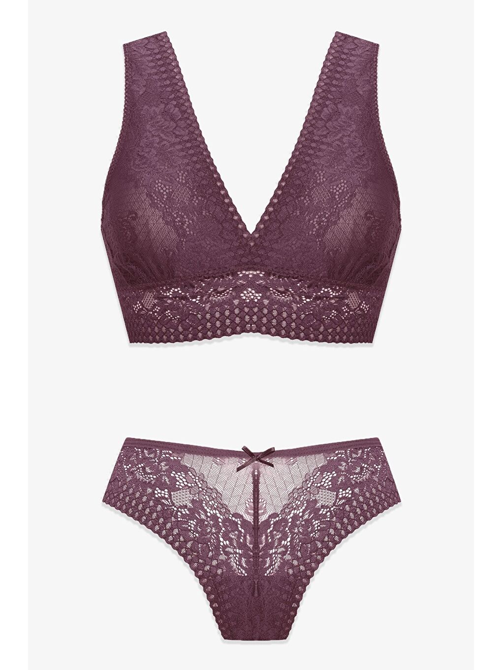 Pembe Kadın Kalın Askılı Dantelli Büstiyer Takım