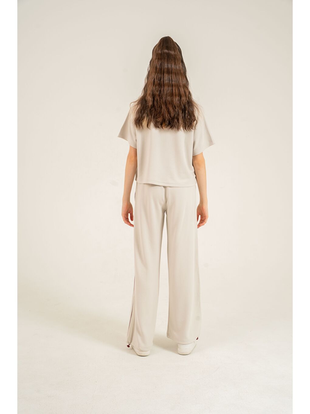 Bej Glowup Dreams Nakışlı Yumaşak Dokulu-Comfort Kumaş Kız Çocuk Alt Üst Eşofman Takımı-5