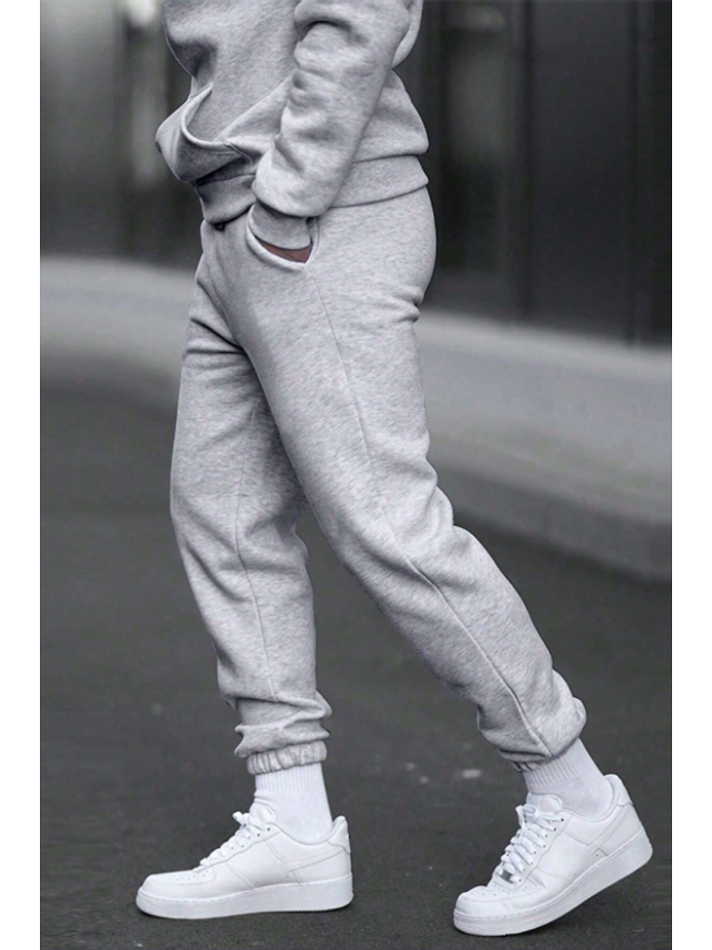 Gri Unısex Regular/Normal Kesim Paçası Lastikli İçi Polar/Sıcak Tutan Eşofman Altı-1