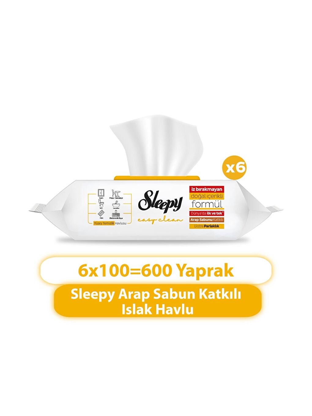 Easy Clean Arap Sabunu Katkılı Yüzey Temizlik Havlusu&Mendili 6x100 (600 Yaprak)-1