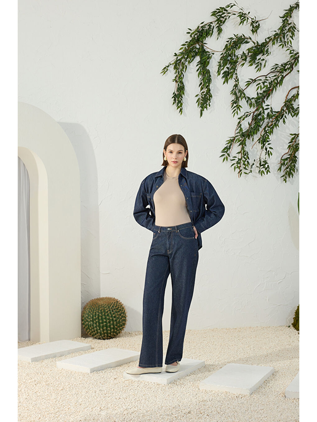 Bej Vizon Bisiklet Yaka Body