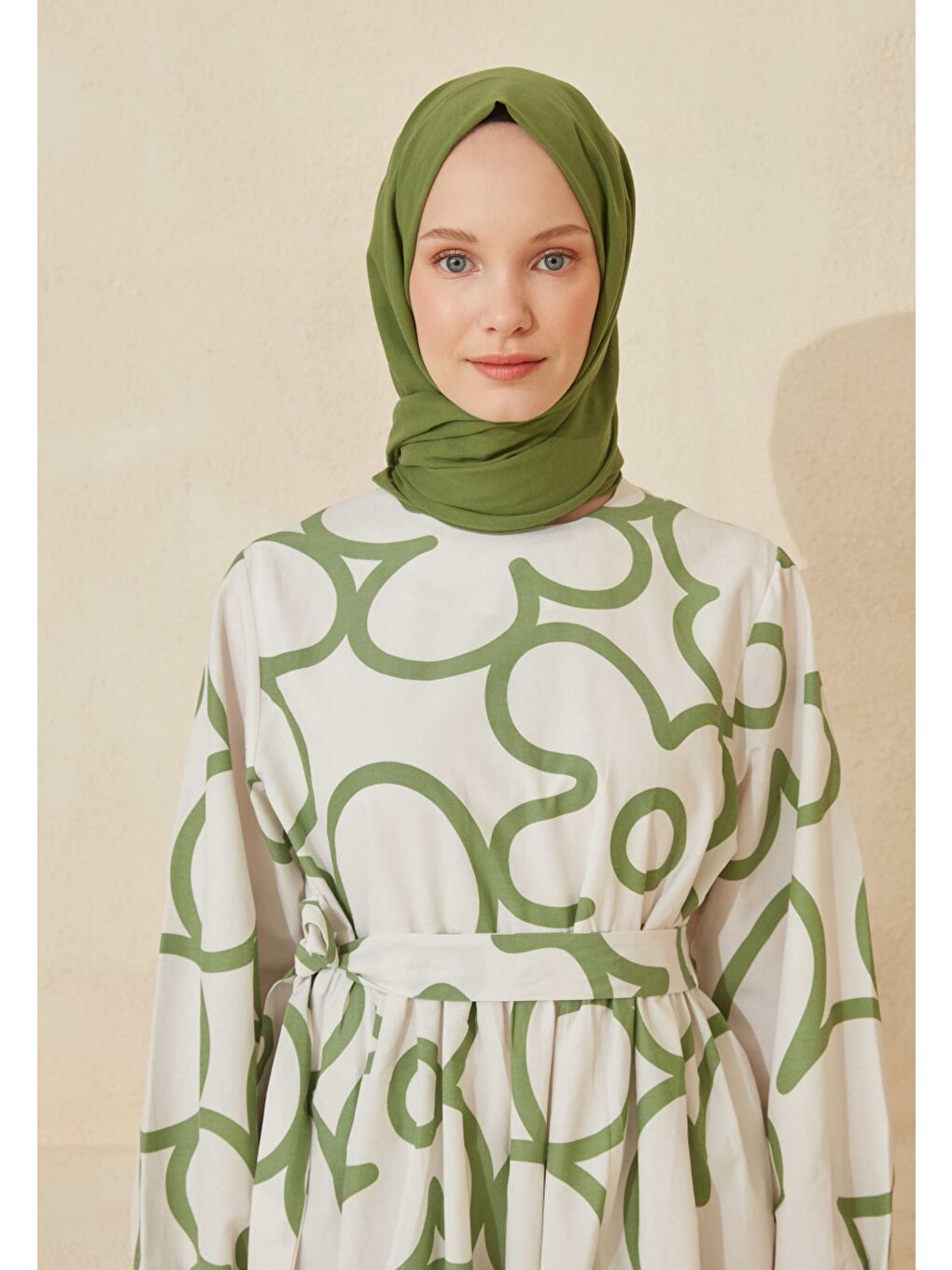 Yeşil İnce Pamuk Vual Şal Lime Kabuğu-2