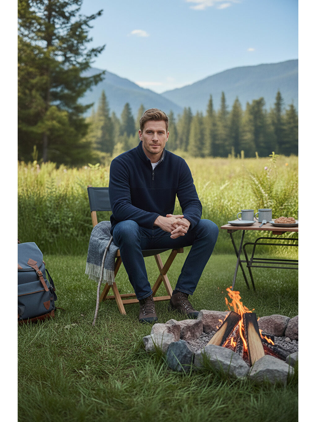 Lacivert Regular Fit Anti-Pilling Tüylenme Yapmayan Bato Yaka Kışlık Şardonlu Erkek Polar 5906001