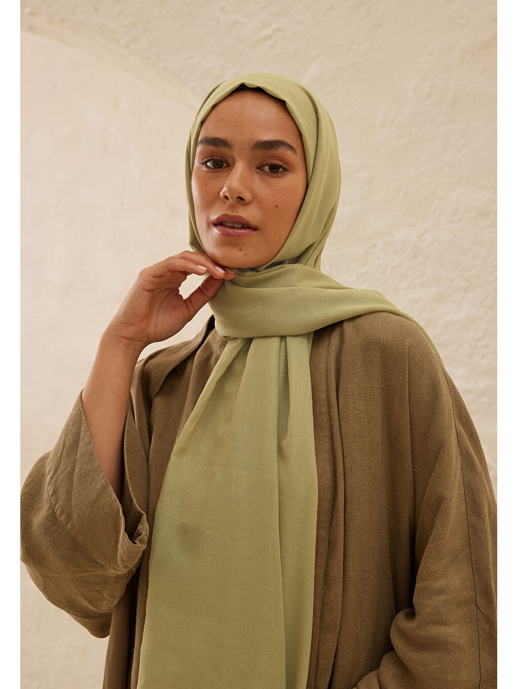 Yeşil İnce Pamuk Vual Şal Ihlamur-1