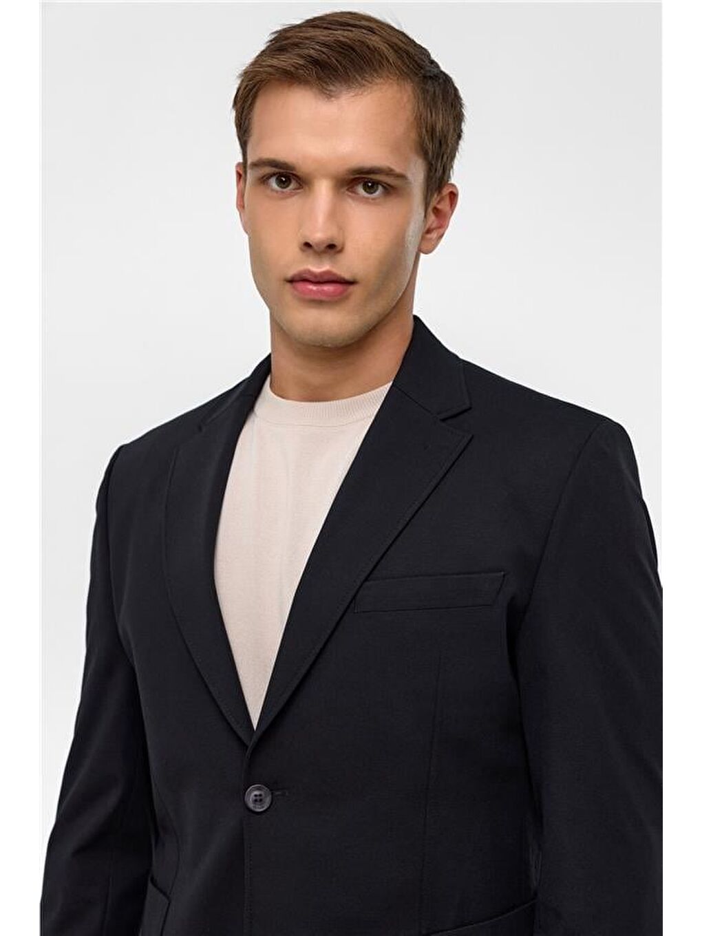 Siyah Slim Düz Mono Yaka 6 Drop Blazer Ceket-7