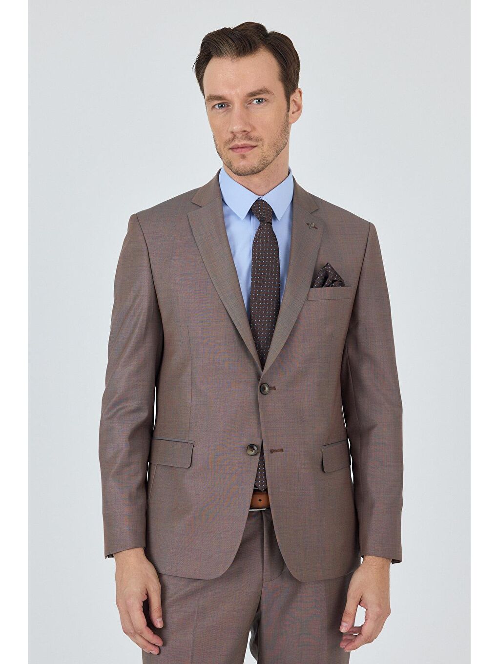 Turuncu Mono Yaka Düz 2 Düğme Classic Yünlü Slim Fit Takım Elbise 1001250175