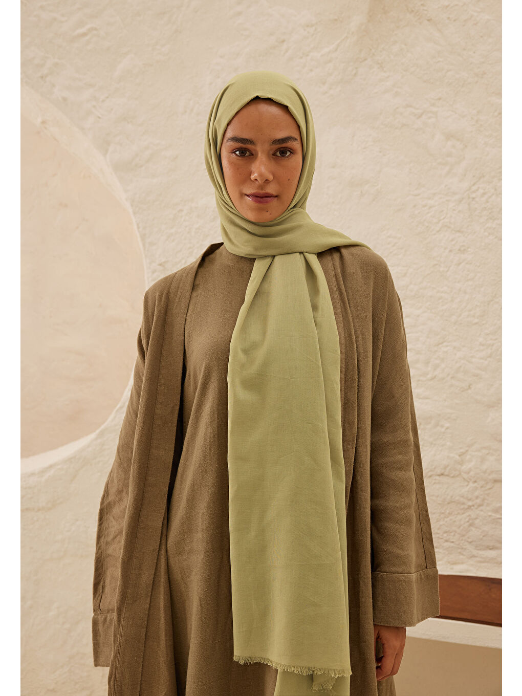 Yeşil İnce Pamuk Vual Şal Ihlamur-2