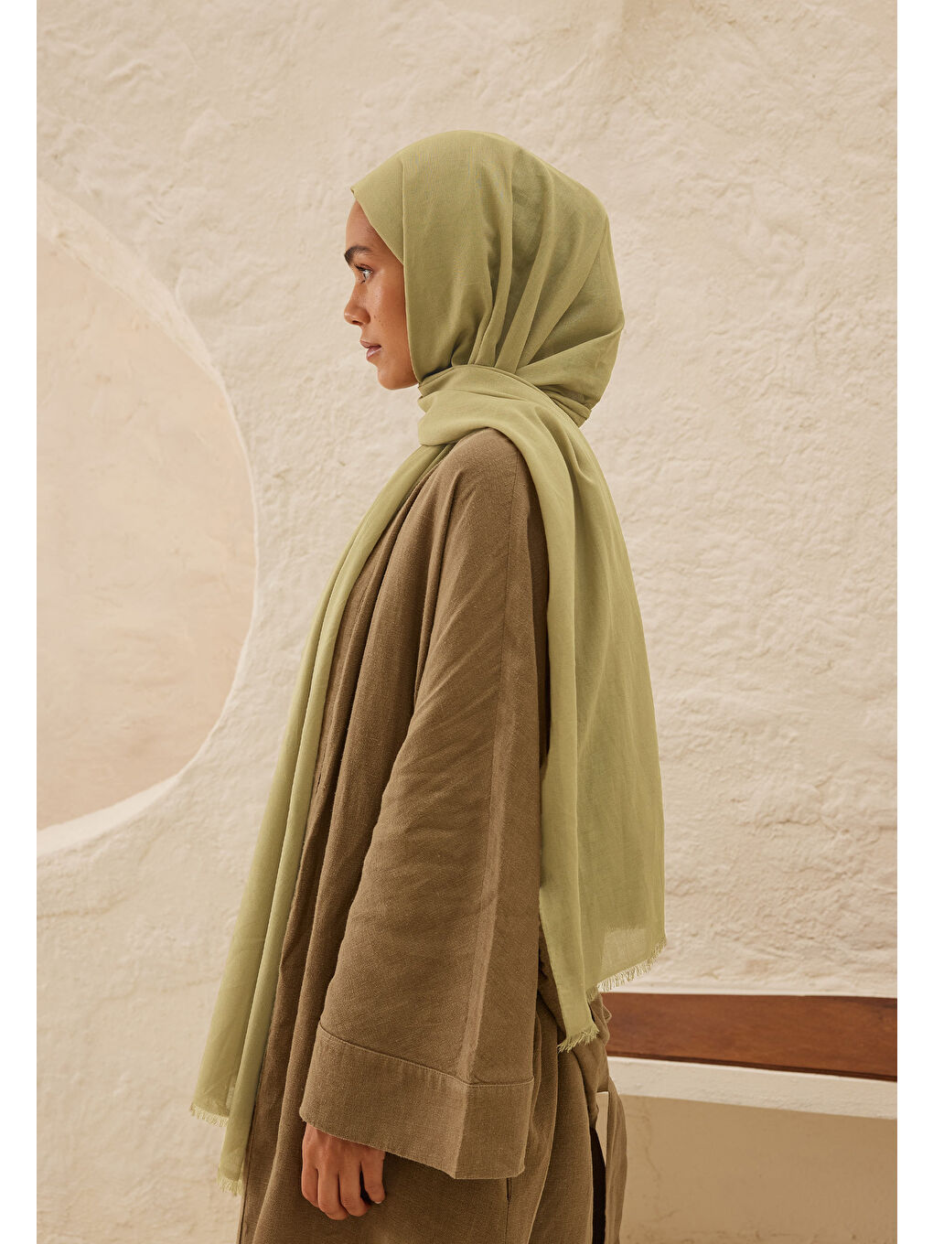 Yeşil İnce Pamuk Vual Şal Ihlamur-3