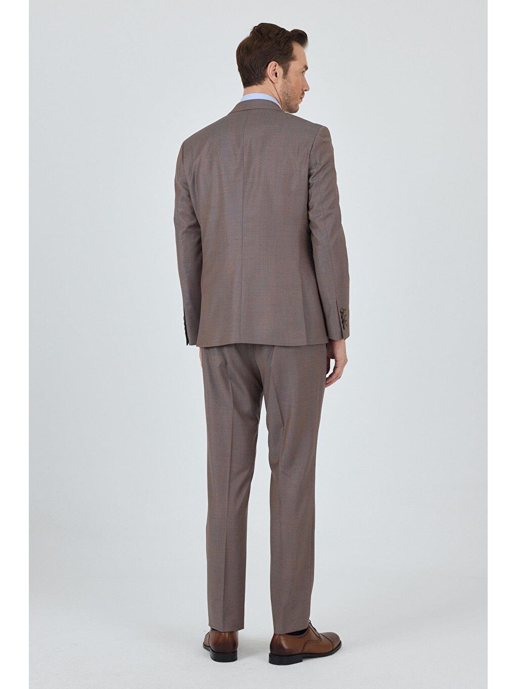 Turuncu Mono Yaka Düz 2 Düğme Classic Yünlü Slim Fit Takım Elbise 1001250175-4