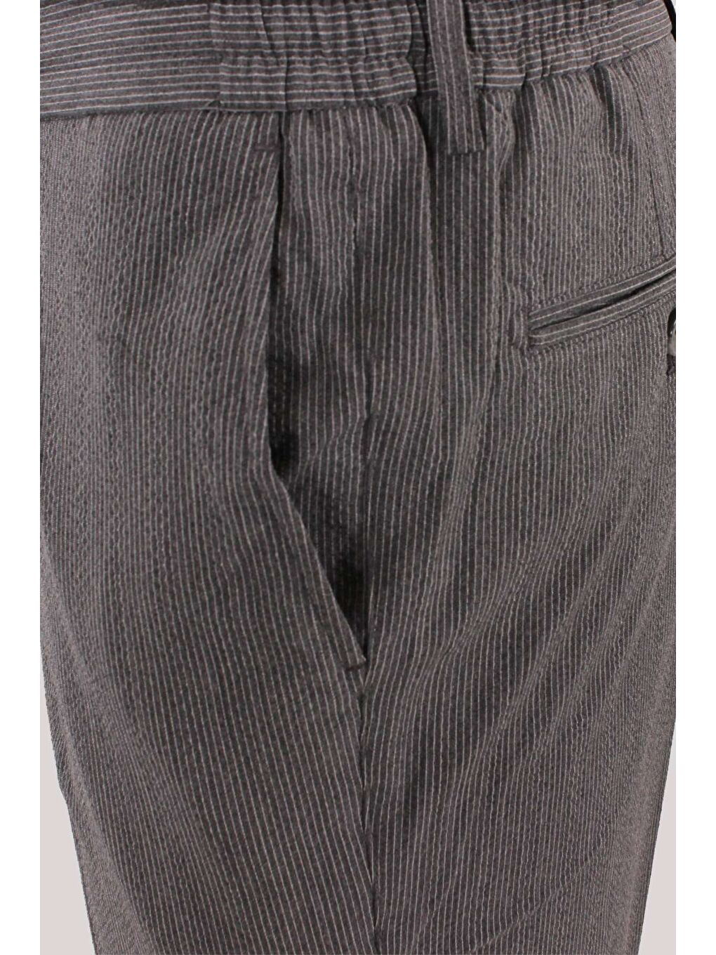 Erkek Koyu Gri Bağcıklı Smart Casual Dynamic Fit Pantolon-2