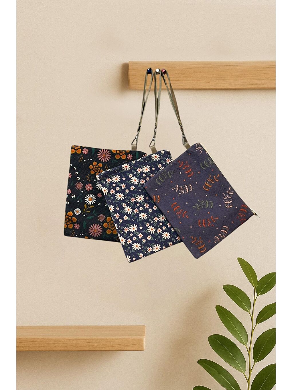 Deri Saplı Lacivert Cüzdan Paketi | 3 Adet