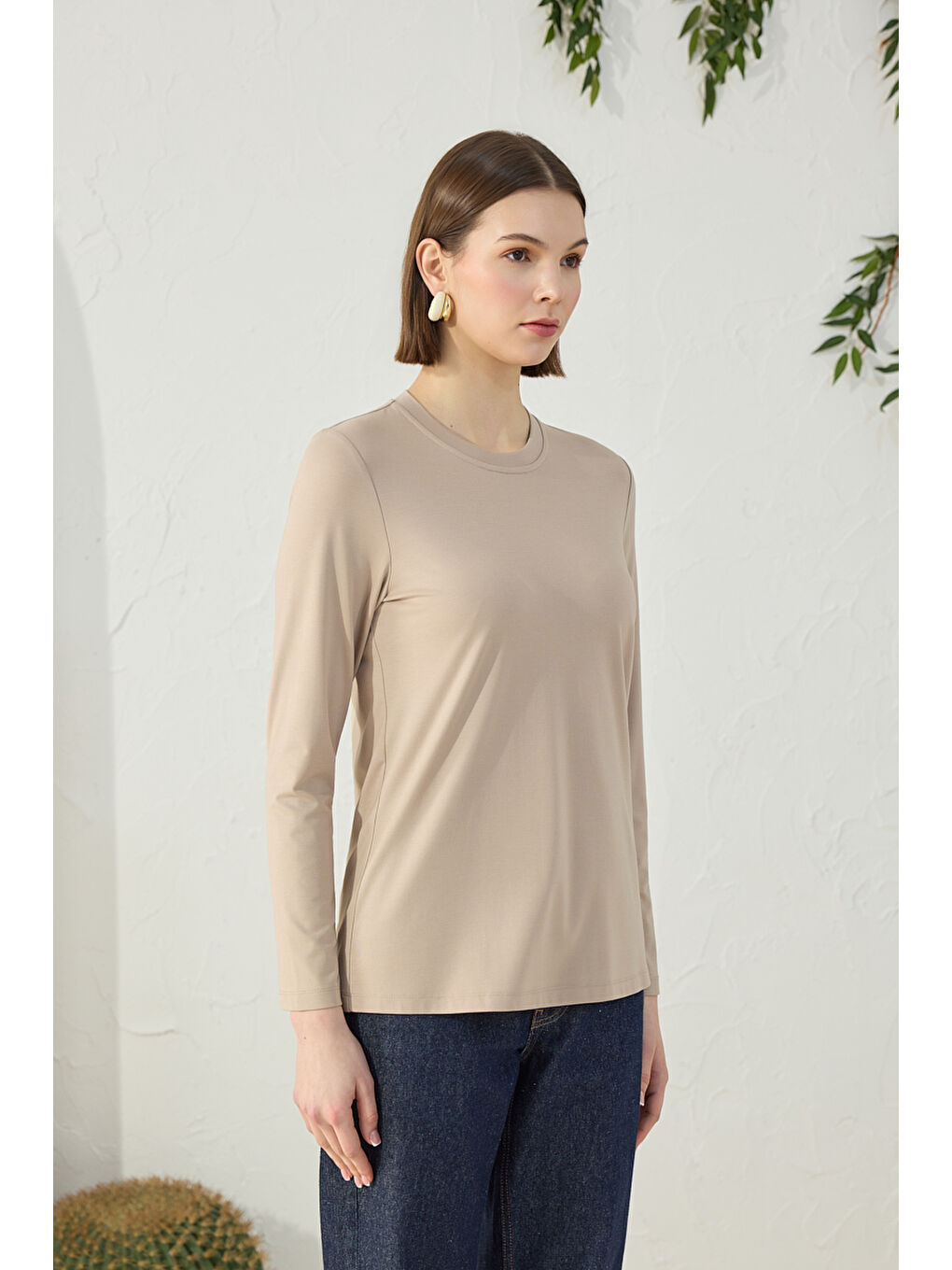 Bej Vizon Bisiklet Yaka Body-3