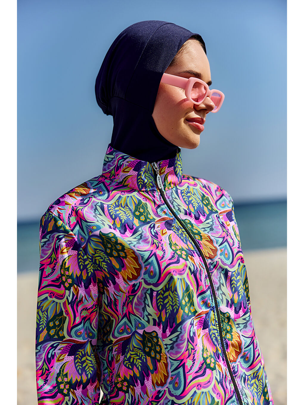 Lacivert Paraşüt Tam Kapalı Tesettür Mayo Nisa R5501-1