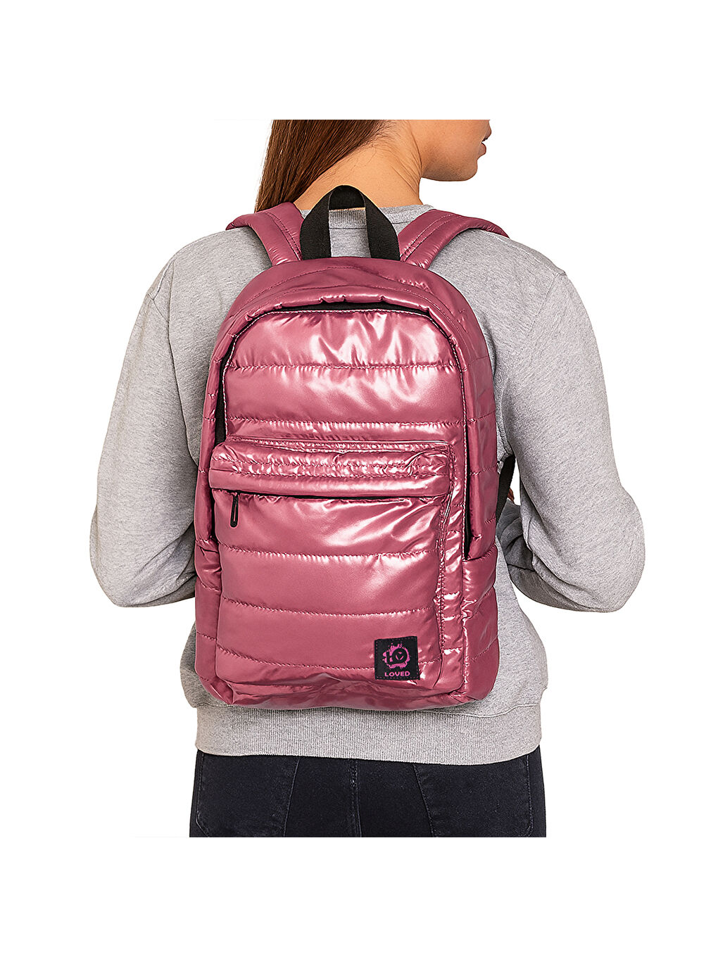 Moods Up Loved Kapitone Su Geçirmez Kumaşlı Okul ve Laptop Sırt Çantası Pembe-8