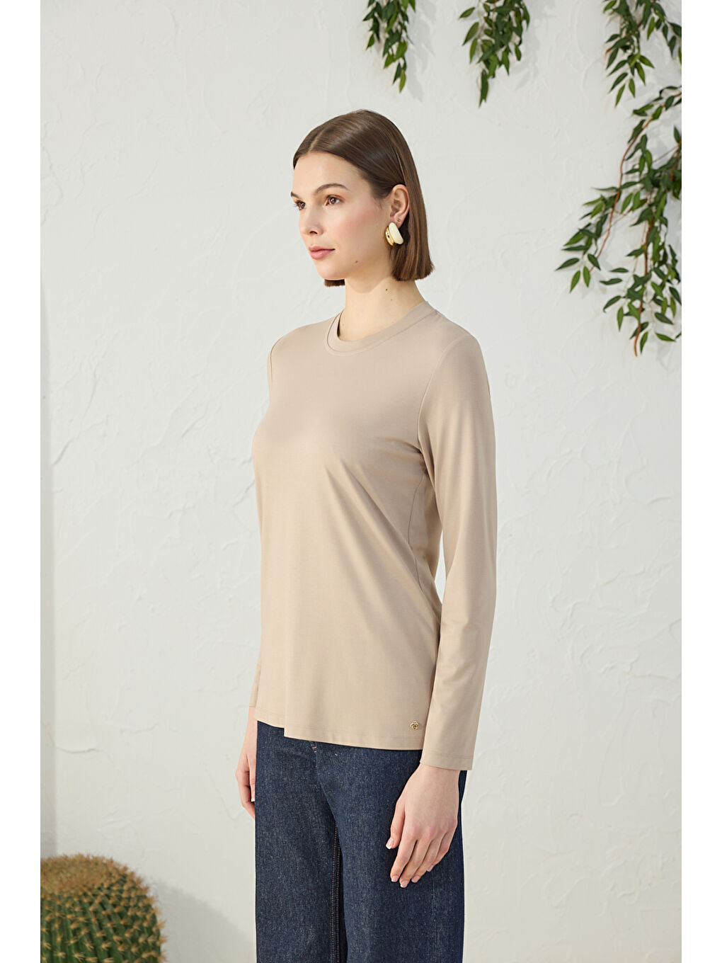 Bej Vizon Bisiklet Yaka Body-4