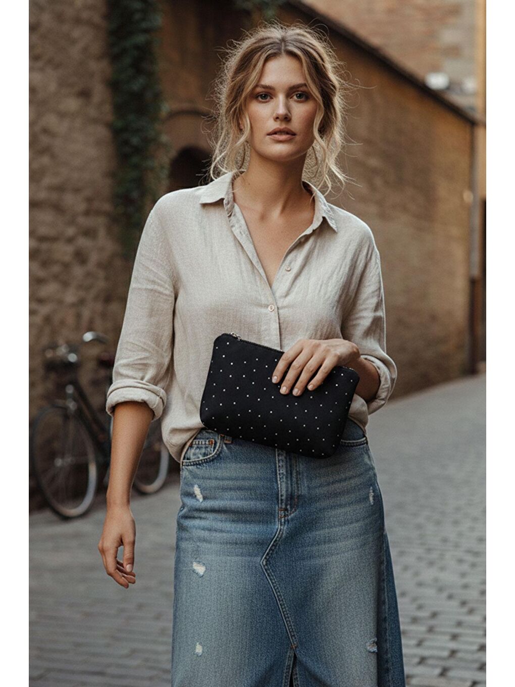 Işıltılı Clutch Siyah-2