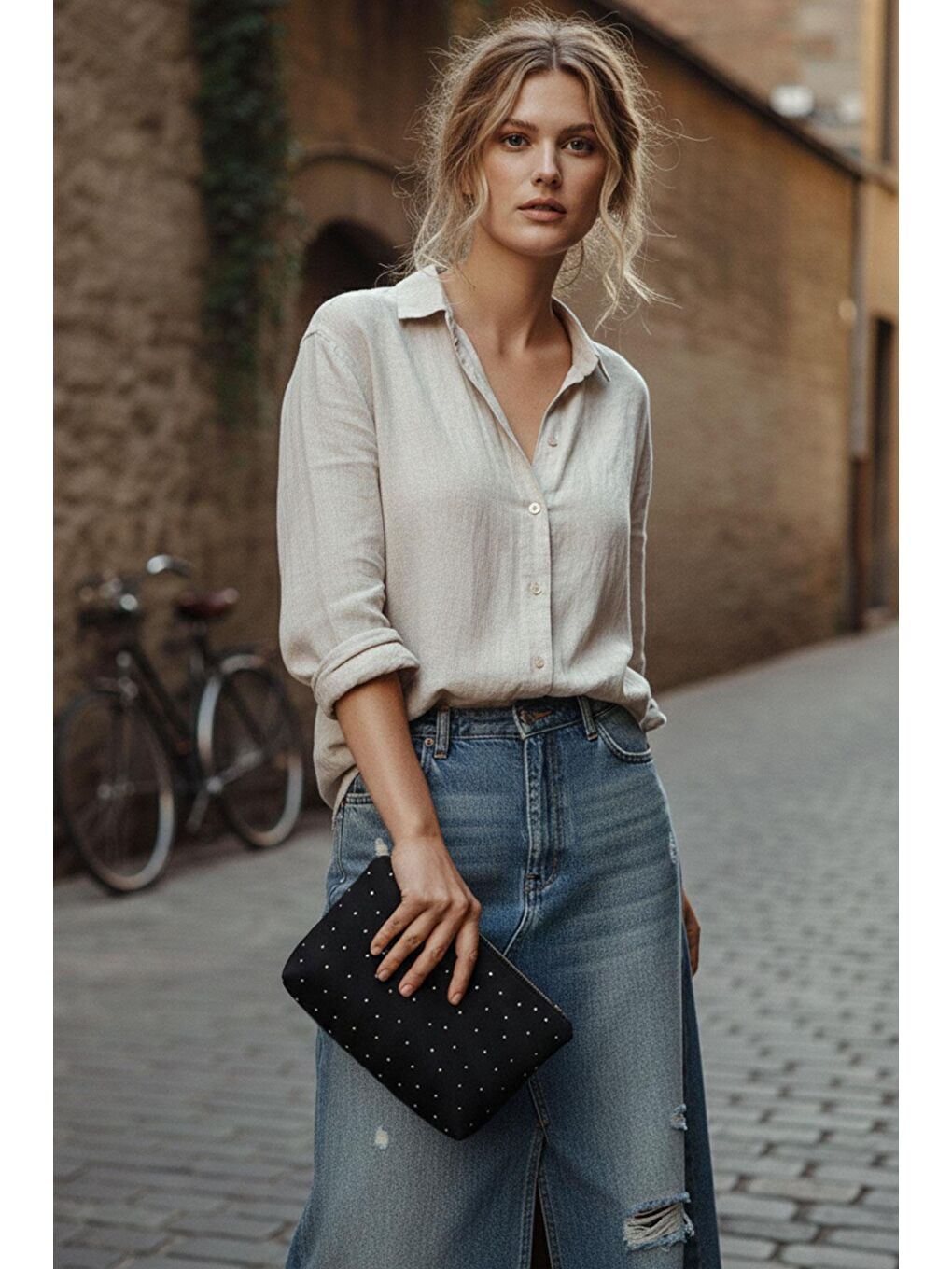 Işıltılı Clutch Siyah-3