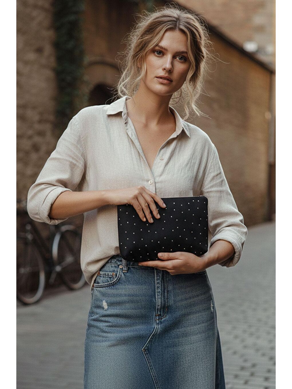 Işıltılı Clutch Siyah-4