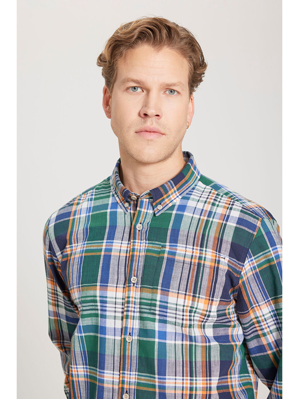 Karışık Regular Fit Normal Kesim %100 Pamuk Yeşil Çok Renkli Gömlek-3