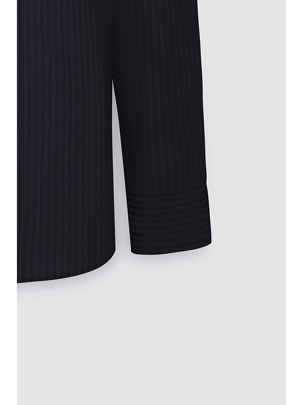 Erkek Siyah Slim Fit Dar Kesim Keten Görünümlü Gofre Desenli Düğmeli Yaka Gömlek-7