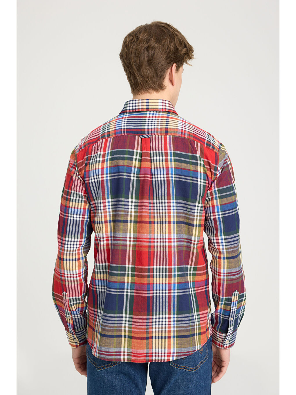 Karışık Regular Fit Geniş Kesim %100 Pamuk Çok Renkli Turuncu Gömlek-4