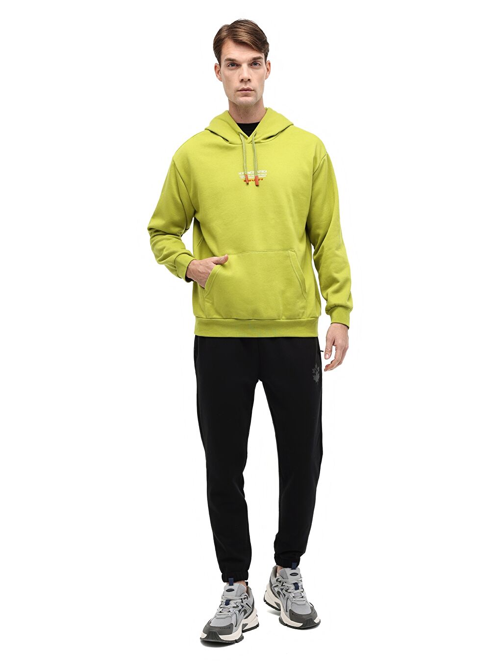Yeşil ML SVEN 17LJK75 5PR Olive Erkek Kapüşonlu Sweatshirt-2