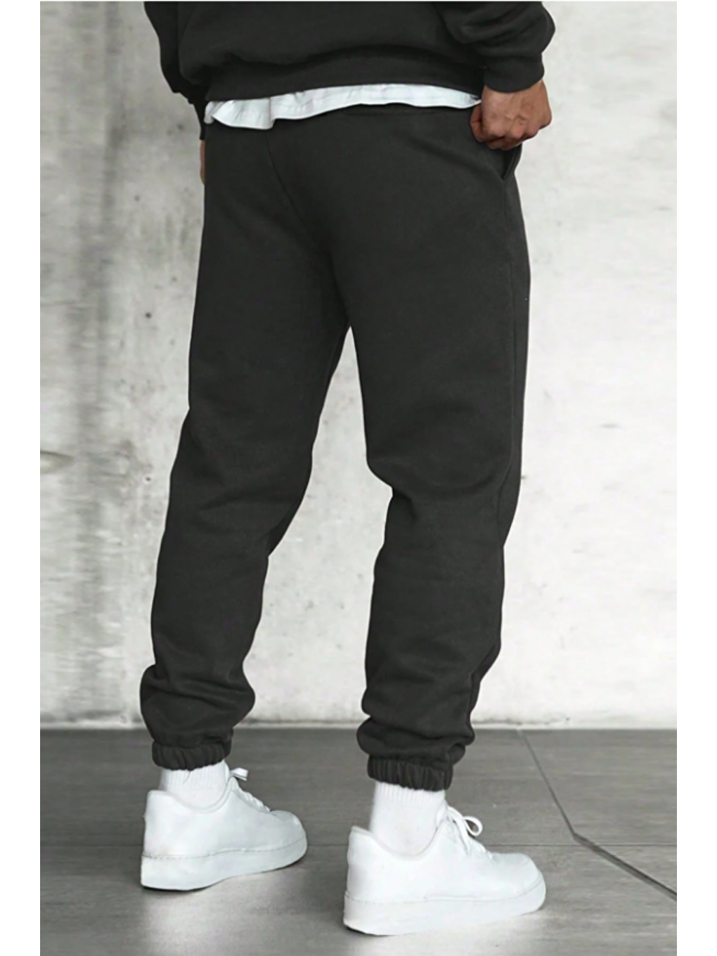 Siyah Unısex Regular/Normal Kesim Paçası Lastikli İçi Polar/Sıcak Tutan Eşofman Altı-2