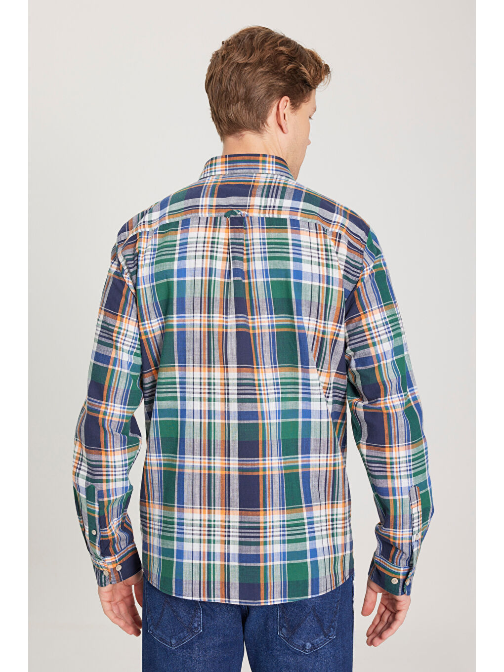 Karışık Regular Fit Normal Kesim %100 Pamuk Yeşil Çok Renkli Gömlek-4