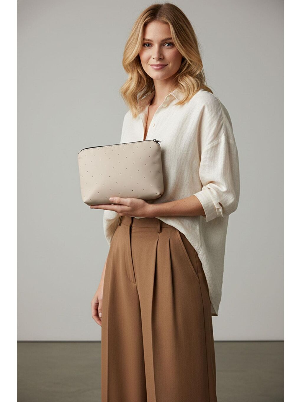 2'li Işıltılı Clutch Vizon/Siyah-5