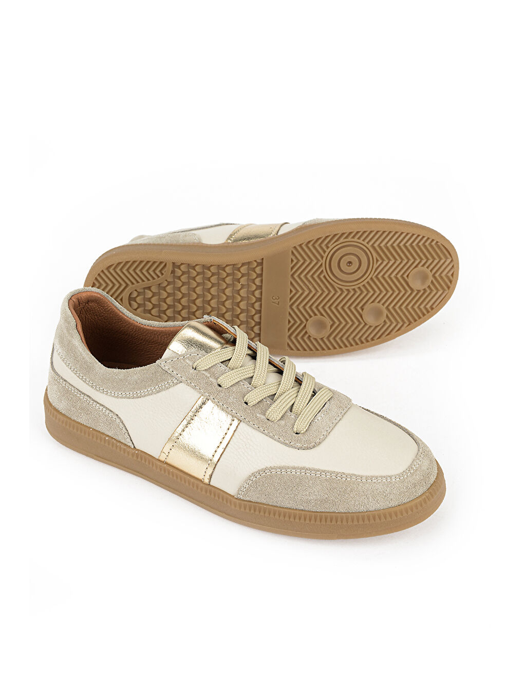 Kadın Hakiki Deri Günlük Ayakkabı 161359Z804 Ekru-3