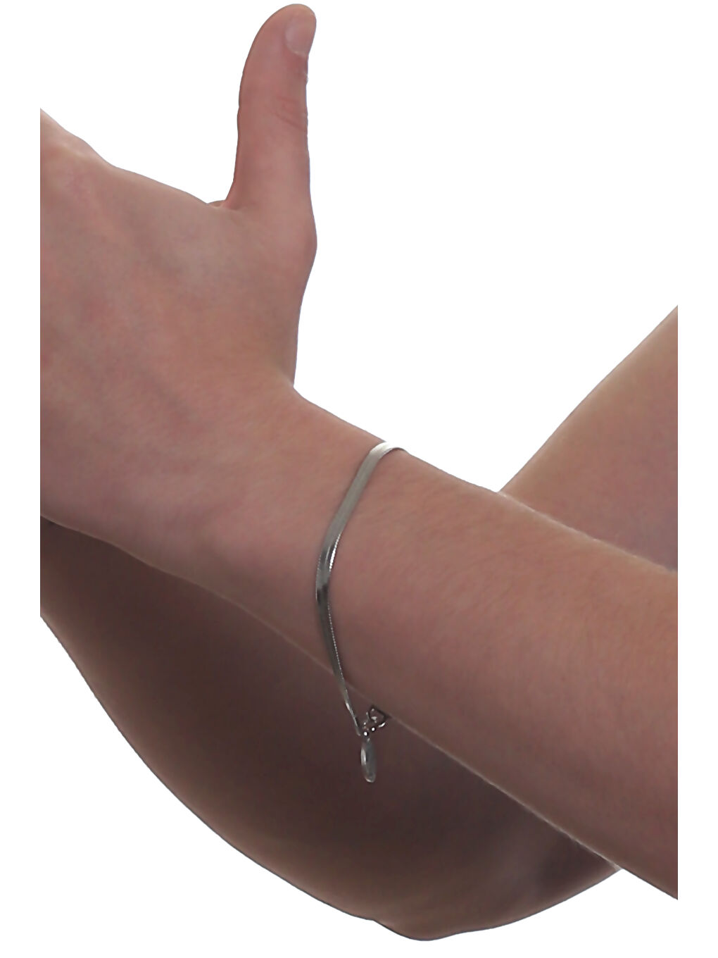 Gri Erkek İtalyan Model Yassı Ezme Çelik Zincir Yılan Bileklik-3