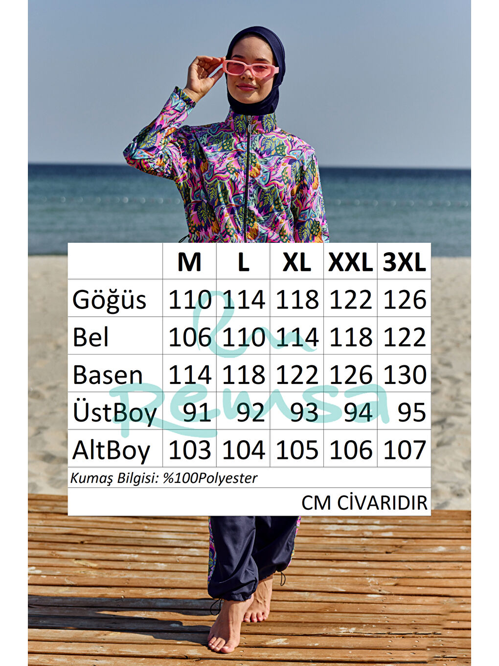 Lacivert Paraşüt Tam Kapalı Tesettür Mayo Nisa R5501-3