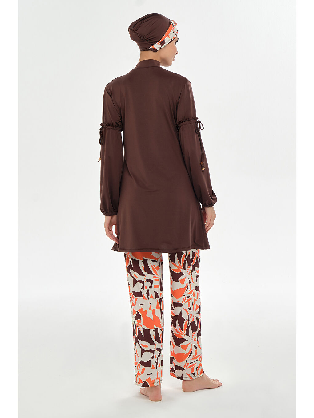 Bol Paça Elastanlı Tam Kapalı Tesettür Mayo 2113 Kahverengi-3