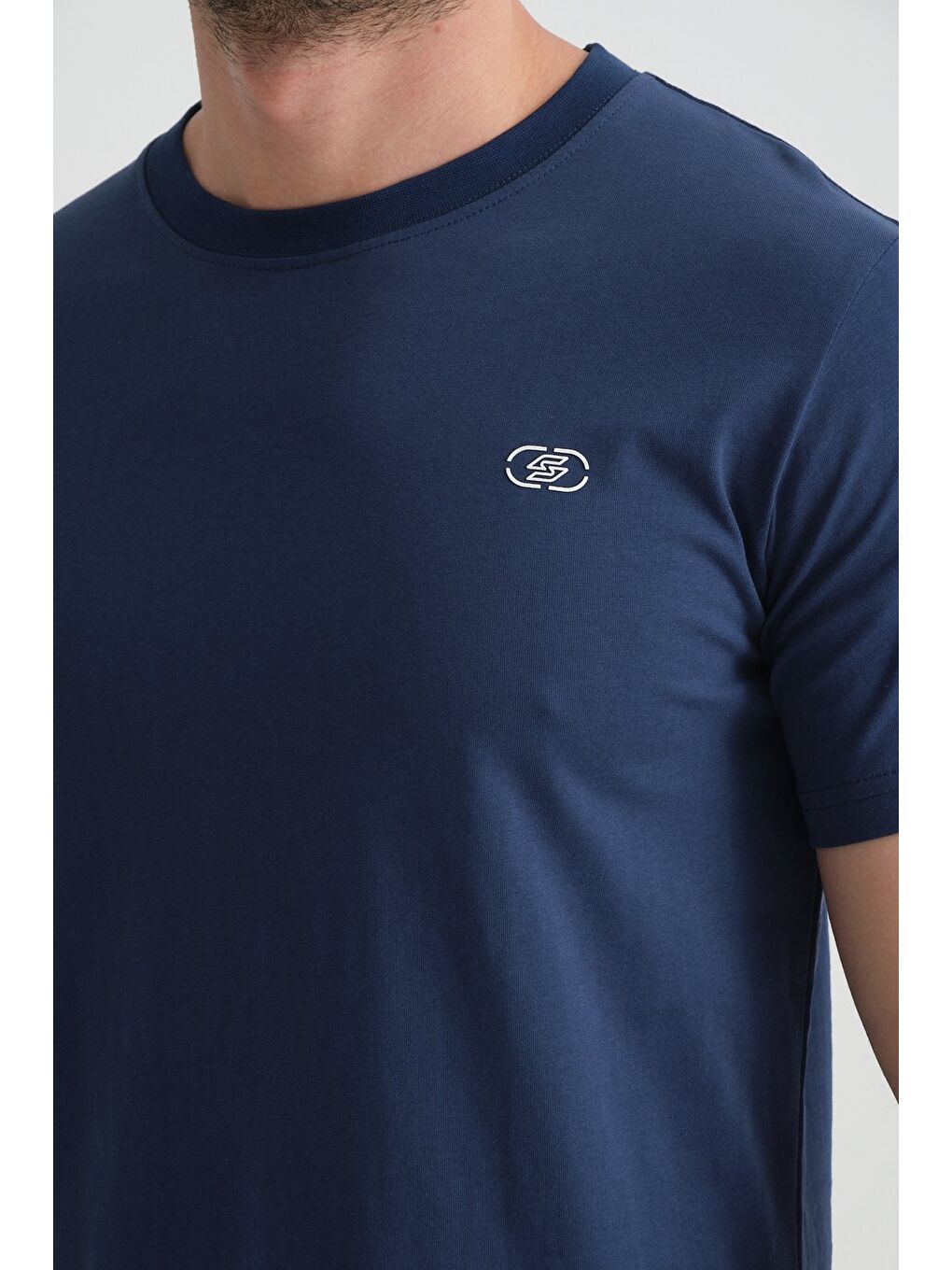 İndigo  Erkek T-shirt Nefes Alabilen Esnek Pamuklu Kumaş Regular Kalıp Minimal Logolu-1