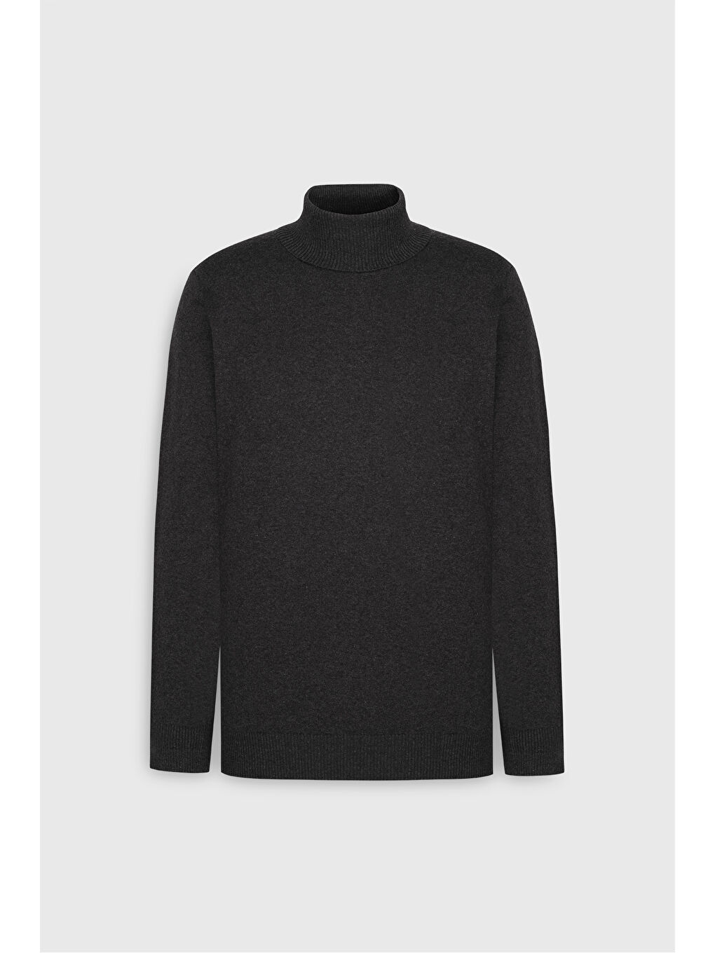 Erkek Antrasit-Melanj Pamuklu Standart Fit Normal Kesim Tam Balıkçı Yaka Basic Triko Kazak-5