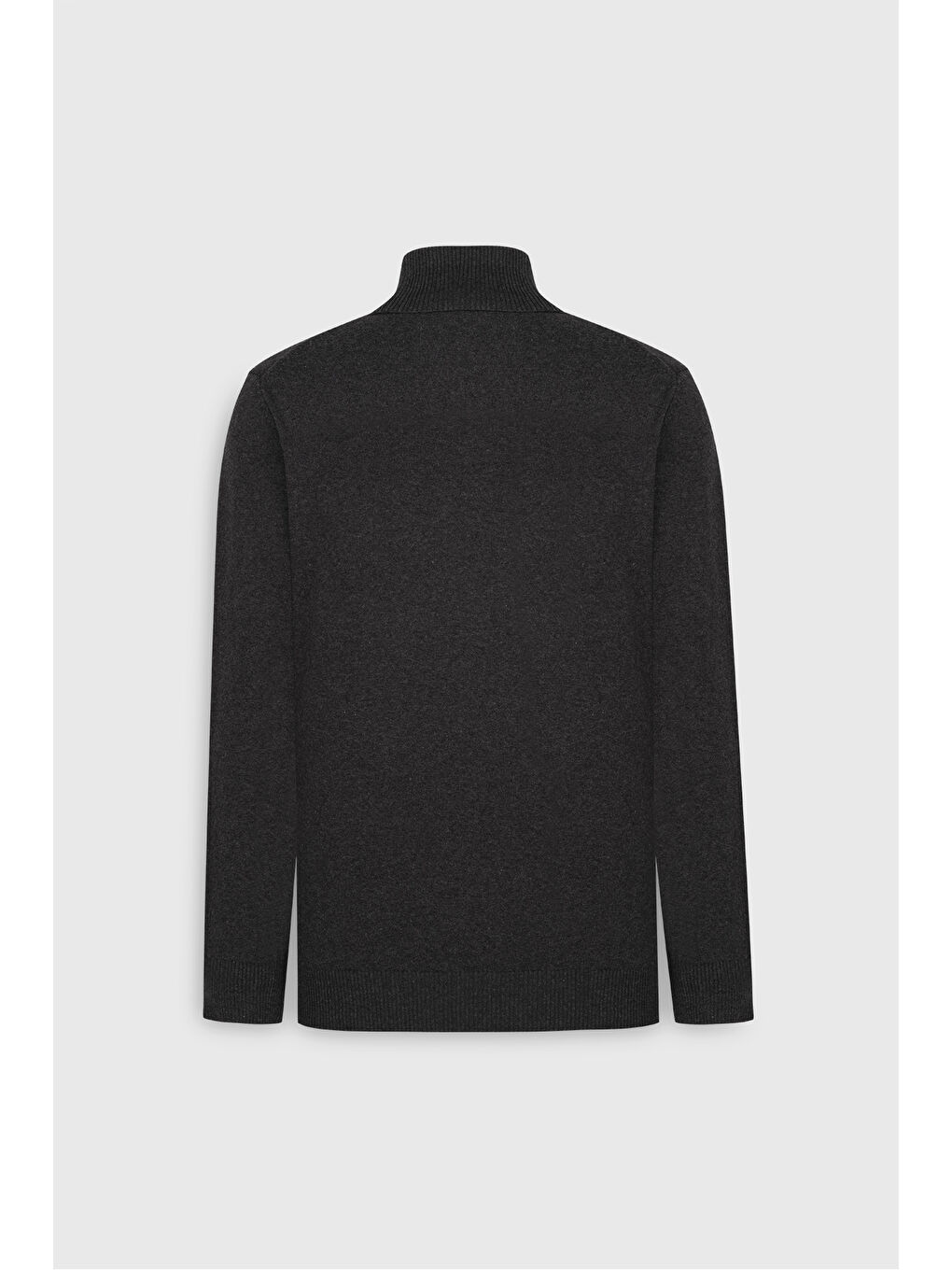 Erkek Antrasit-Melanj Pamuklu Standart Fit Normal Kesim Tam Balıkçı Yaka Basic Triko Kazak-8