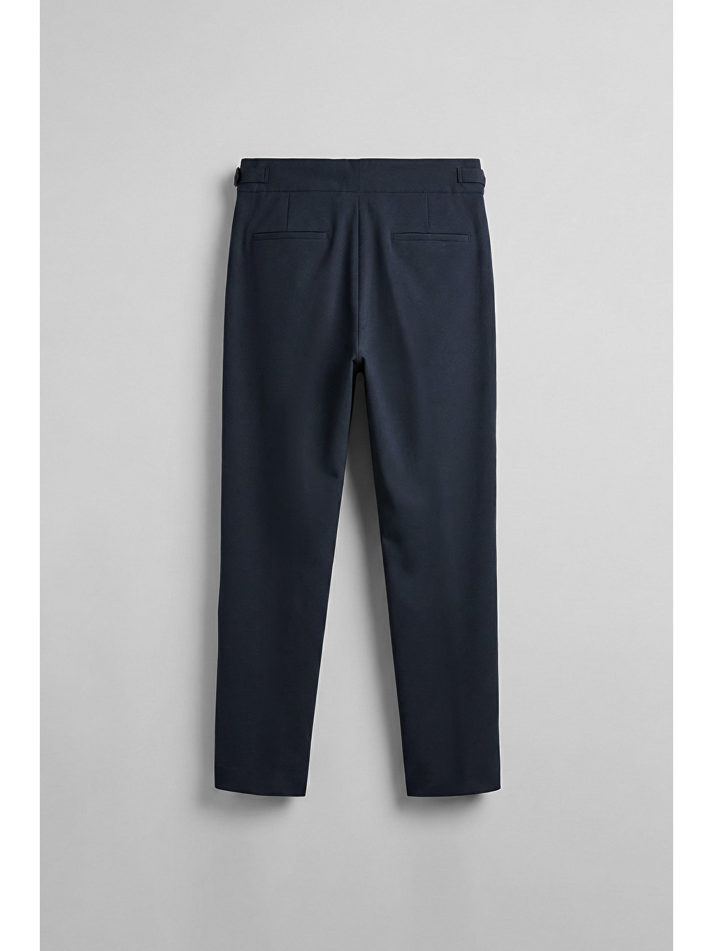 Erkek Slim Fit İtalyan Kesim Yan Tokalı Çift Düğmeli Pantolon Lacivert-1