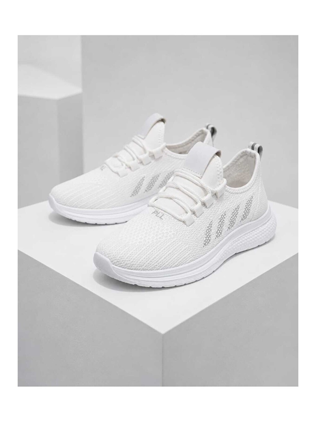 Beyaz Unisex Hafif Taban, Nefes Alabilen, Triko Yüzey, Günlük Yürüyüş Spor Sneaker Ayakkabı-3