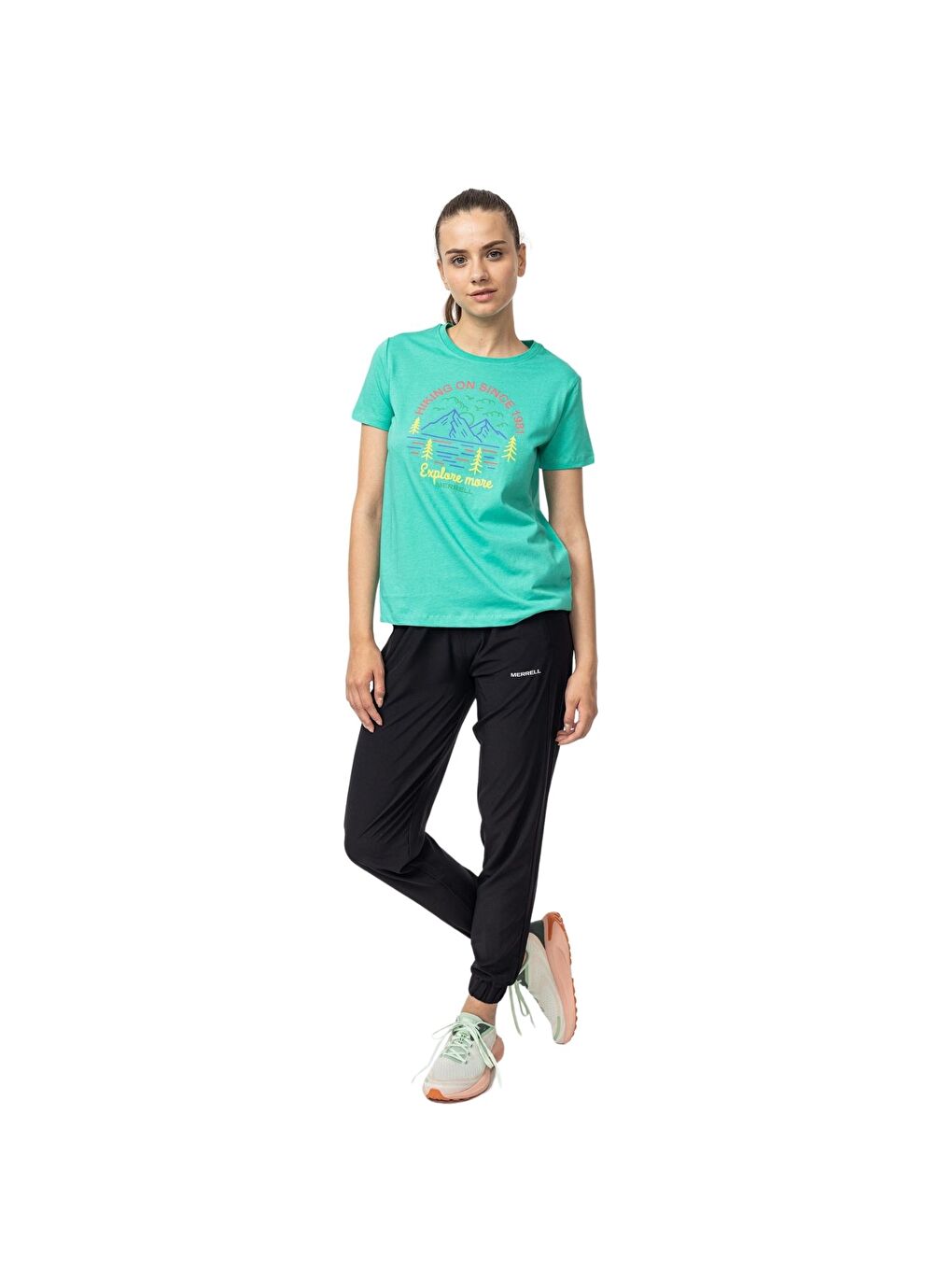 Turkuaz Terry Kadın Mavi Tişört-3