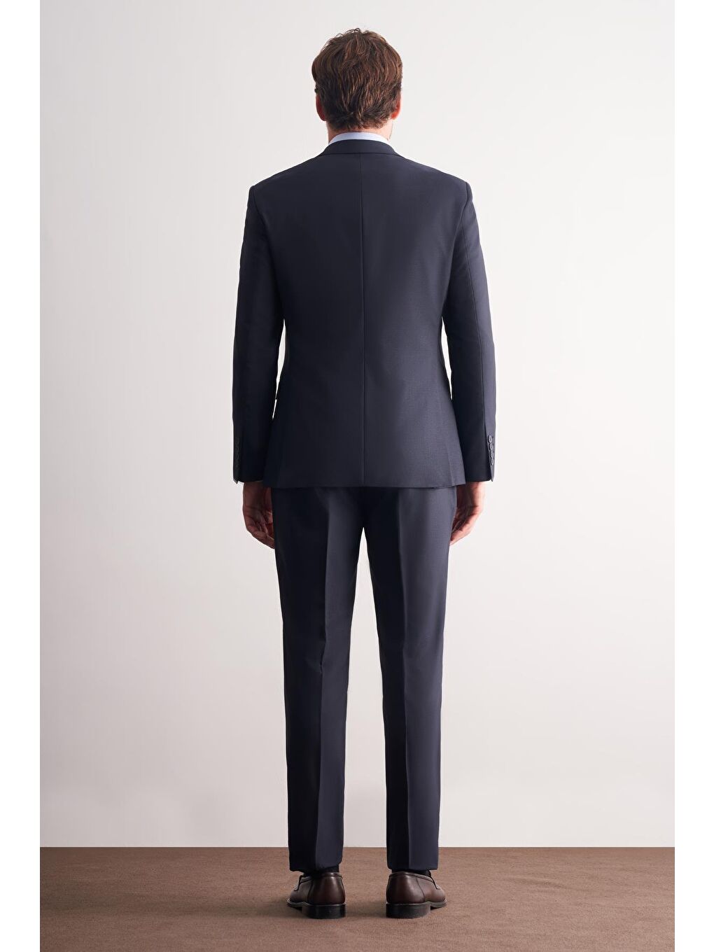 Lacivert Mono Yaka Astarlı Çift Yırtmaç Esnek 6 Drop Slim Fit Basic Yelekli Takım Elbise 1001255186-4