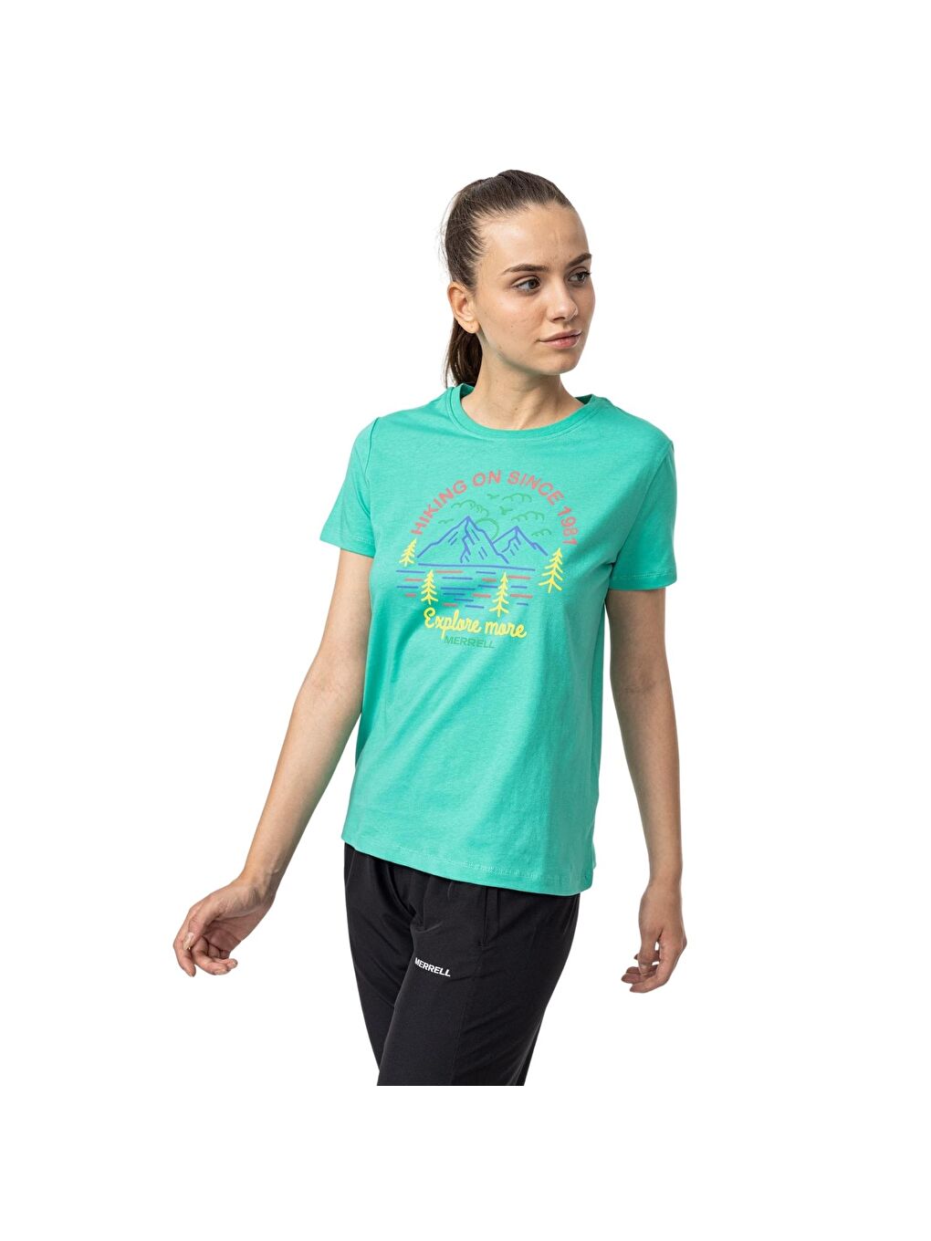 Turkuaz Terry Kadın Mavi Tişört-4