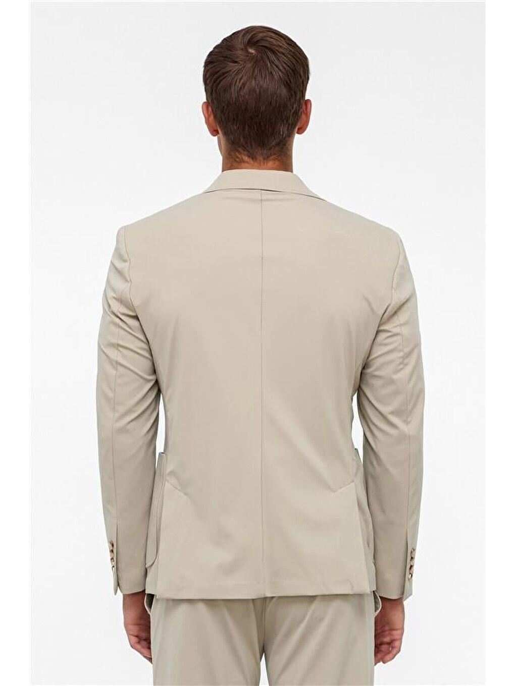 Bej Slim Düz Mono Yaka 6 Drop Blazer Ceket-5