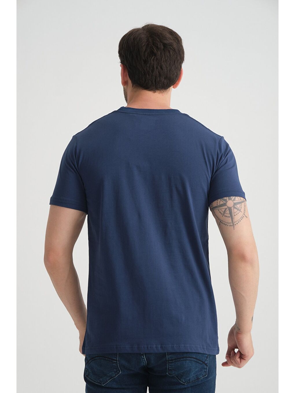 İndigo  Erkek T-shirt Nefes Alabilen Esnek Pamuklu Kumaş Regular Kalıp Minimal Logolu-6
