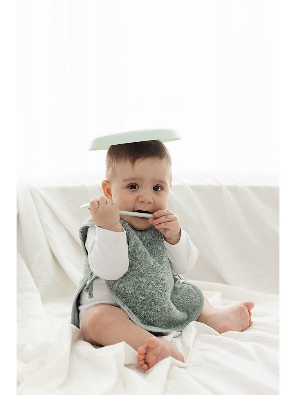 Colors of Joy 2'li Organik Pamuk Müslin Bebek Önlük Seti Mint-2