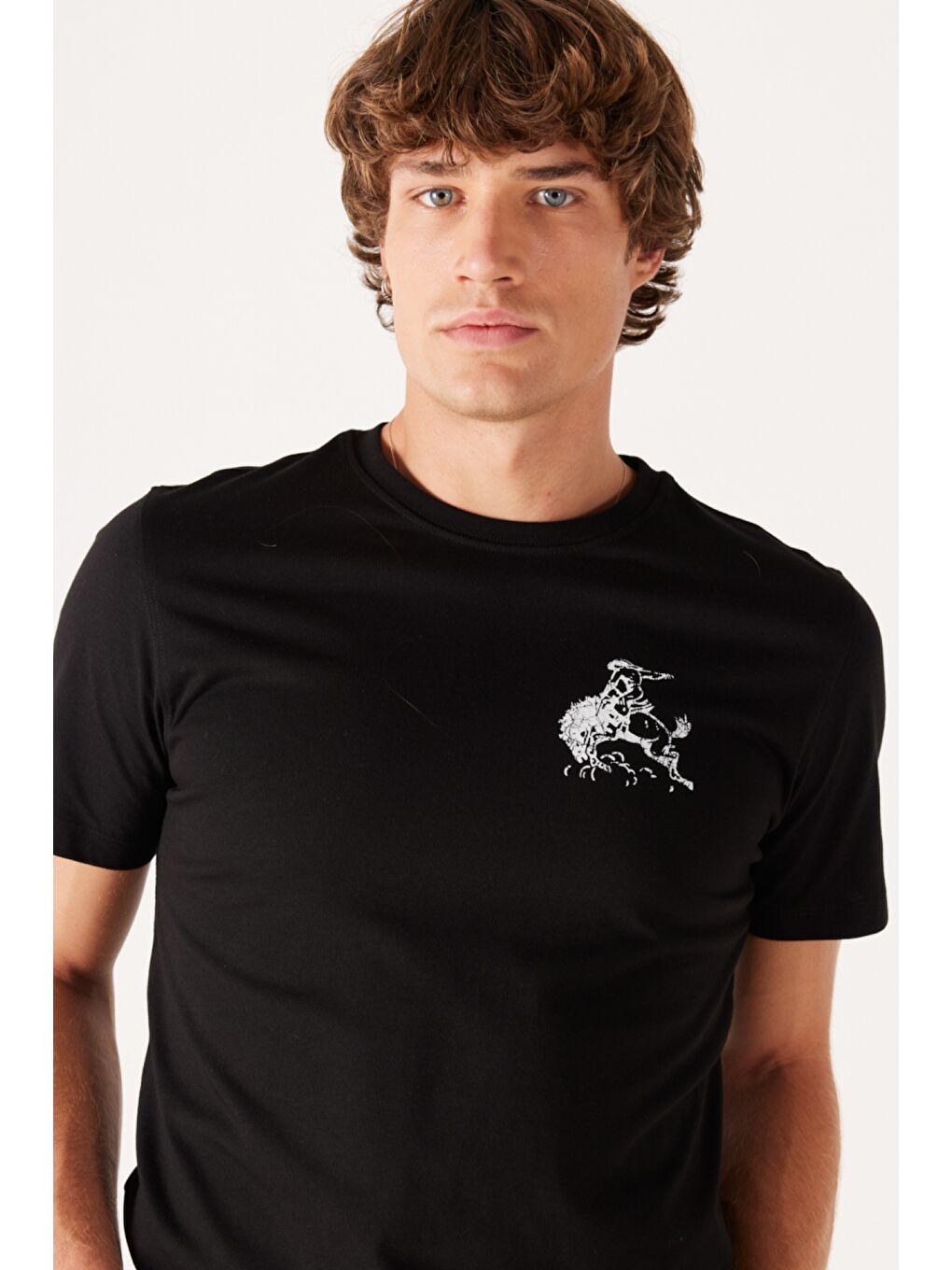 Regular Fit Normal Kesim %100 Pamuk Bisiklet Yaka Siyah Tişört-3