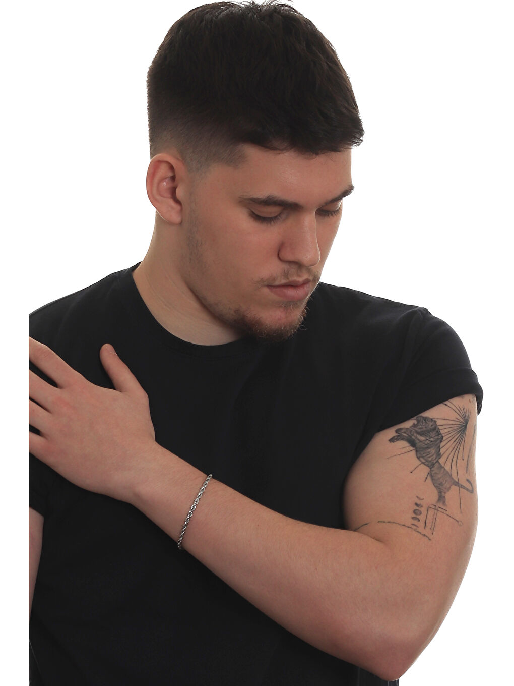 Gri Erkek Burgu Halat Model Çelik Zincir Bileklik-7