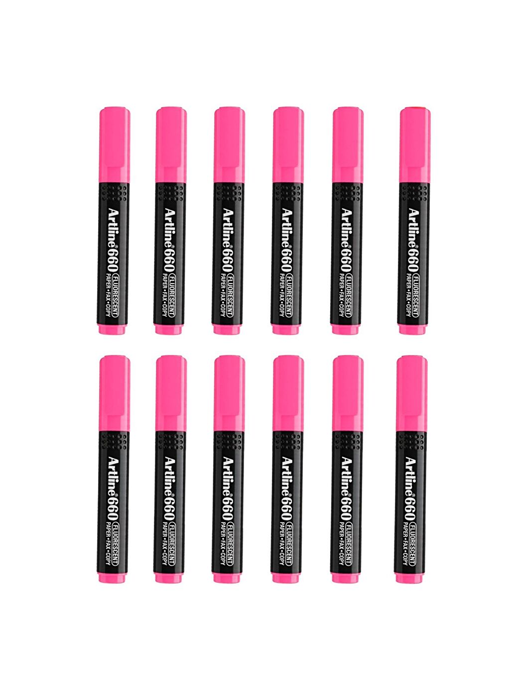 Fosforlu Kalem Kesik Uç Neon Renkler Pembe 12 Adet