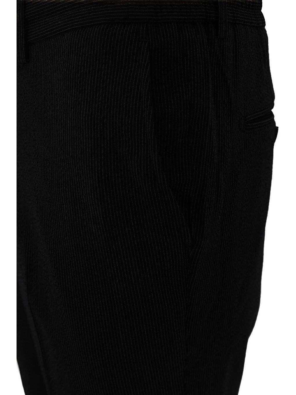 Erkek Siyah Bağcıklı Smart Casual Dynamic Fit Pantolon-1