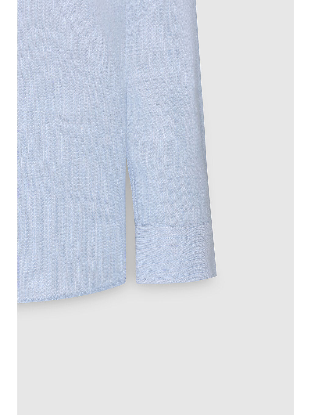 Erkek Açık Mavi Slim Fit Dar Kesim Gizli Düğmeli Yaka Keten Görünümlü %100 Pamuk Flamlı Gömlek-7