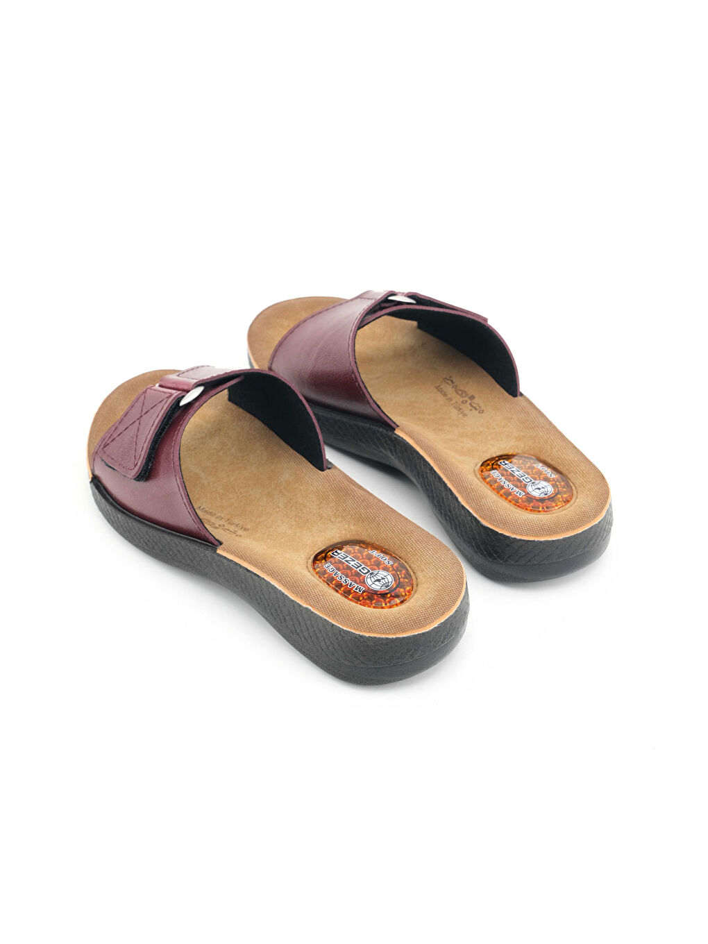 Bordo Kadın Yazlık Massage Soft Rahat Taban Tek Cırtlı Ayarlanabilir Günlük Terlik-3